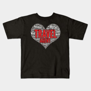 Travel agent Heart Shape Word Cloud Design print Kids T-Shirt